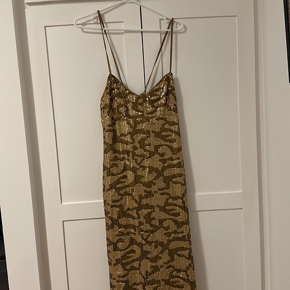 Anthropologie Gold Sequined Slip Midi Dress - NWT - Picture 1 of 13